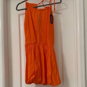PrettyLittleThing Orange Strapless Maxi Dress